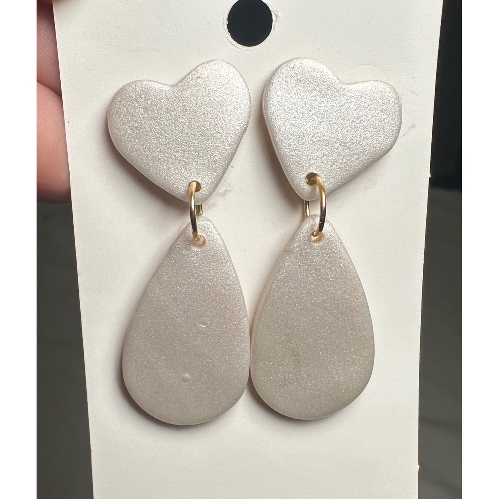 Handmade Earrings by Julissa's Jewelry Heart Drop Post Art Create Polymer Clay - Picture 2 of 3